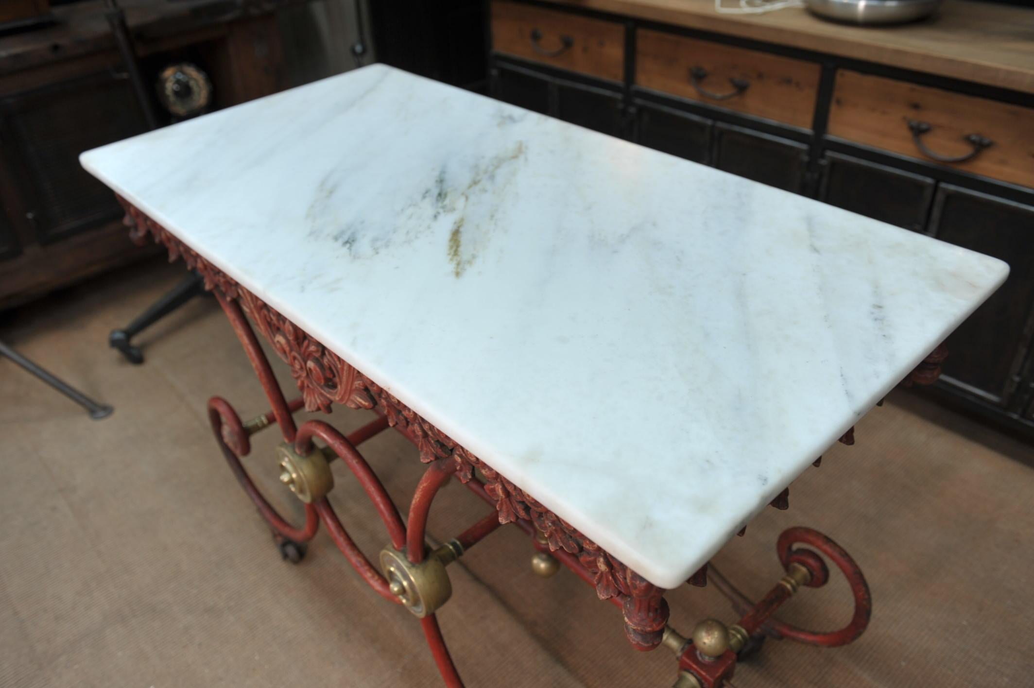 Bronze Iron and Marble Butcher's Table circa 1900 For Sale 3