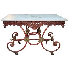 Bronze Iron and Marble Butcher's Table circa 1900