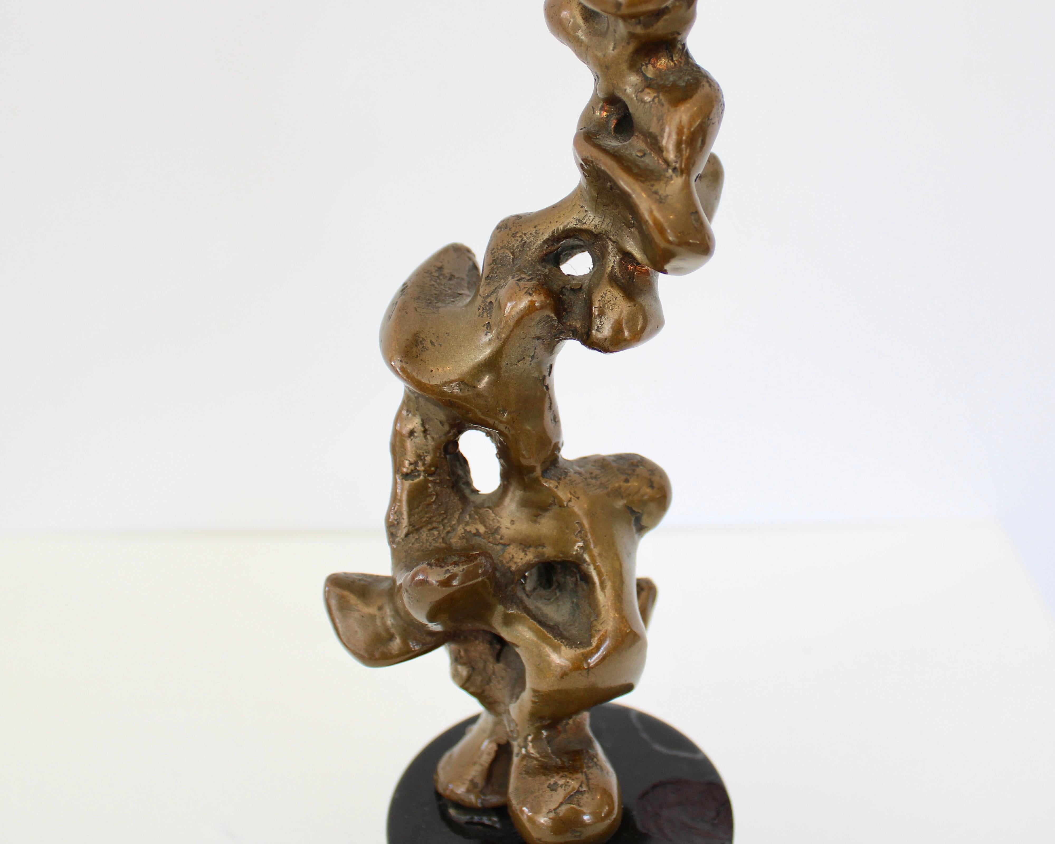 Bronze Italian Abstract Sculpture Black Marble Base Signed Trevi 7 of 7 7