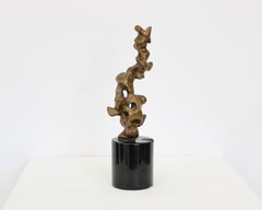 Bronze Italienische Abstrakte Skulptur Schwarzer Marmorsockel Signiert Trevi 7 von 7