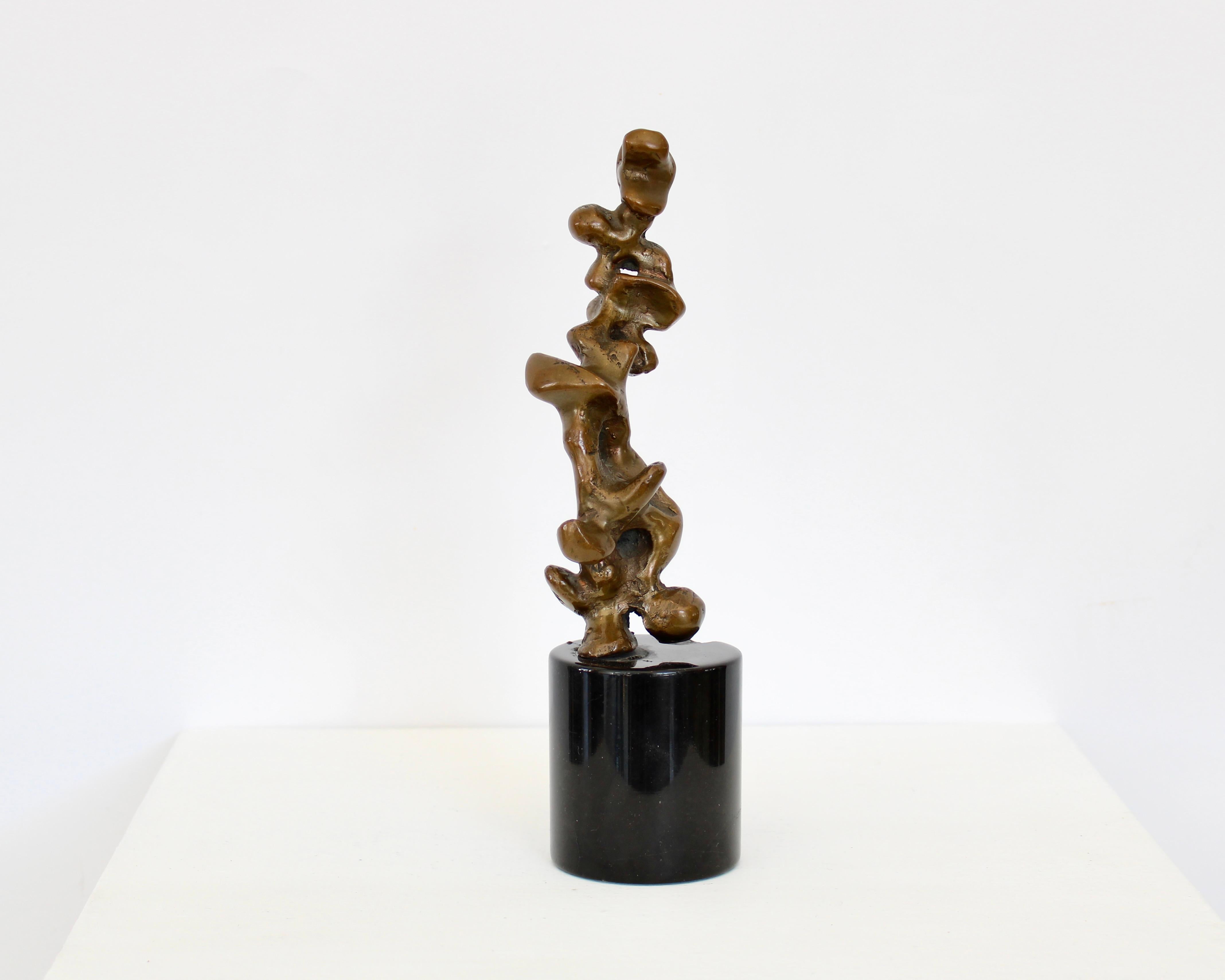 Bronze Italian Abstract Sculpture Black Marble Base Signed Trevi 7 of 7 In Good Condition In Chicago, IL