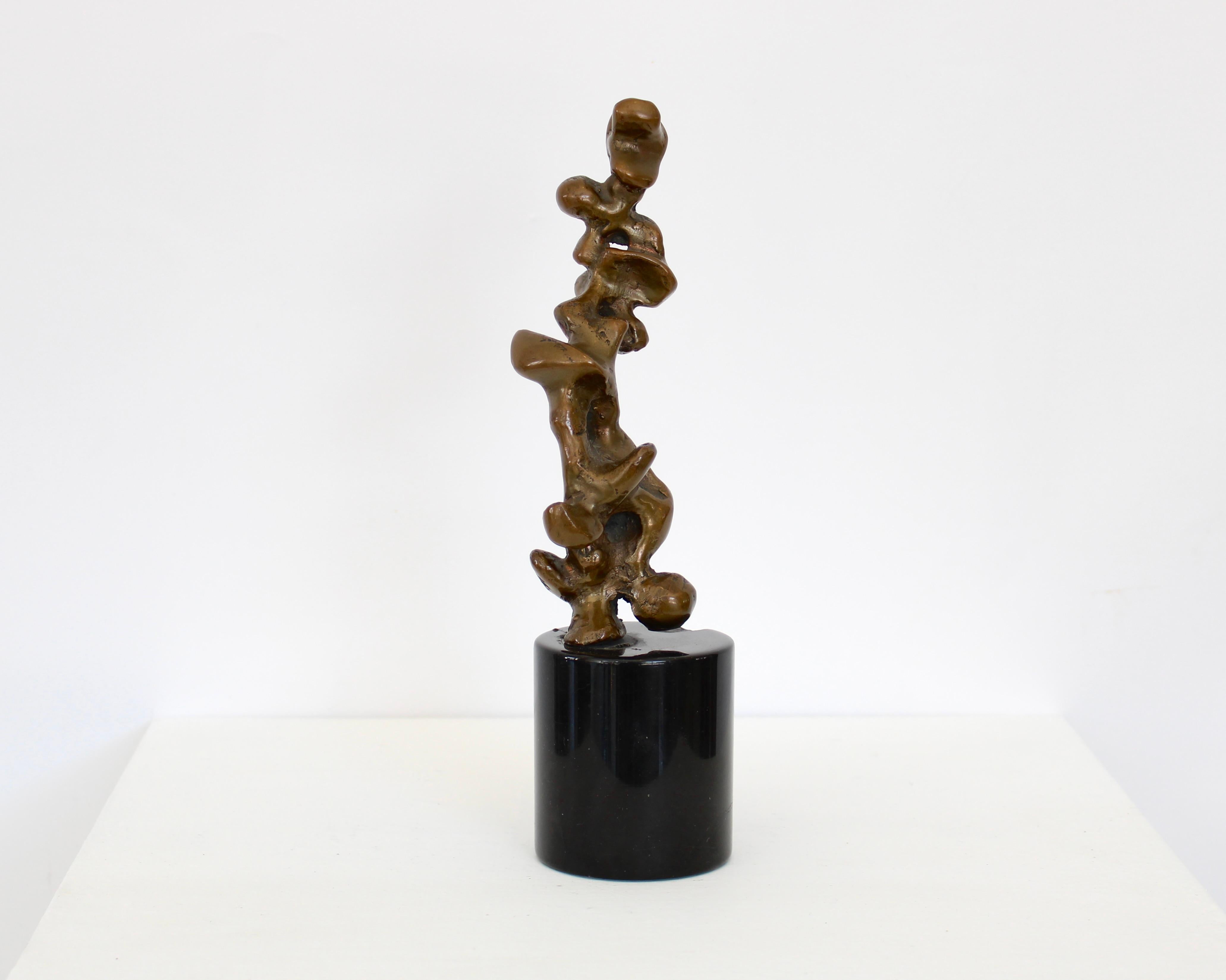 Mid-20th Century Bronze Italian Abstract Sculpture Black Marble Base Signed Trevi 7 of 7