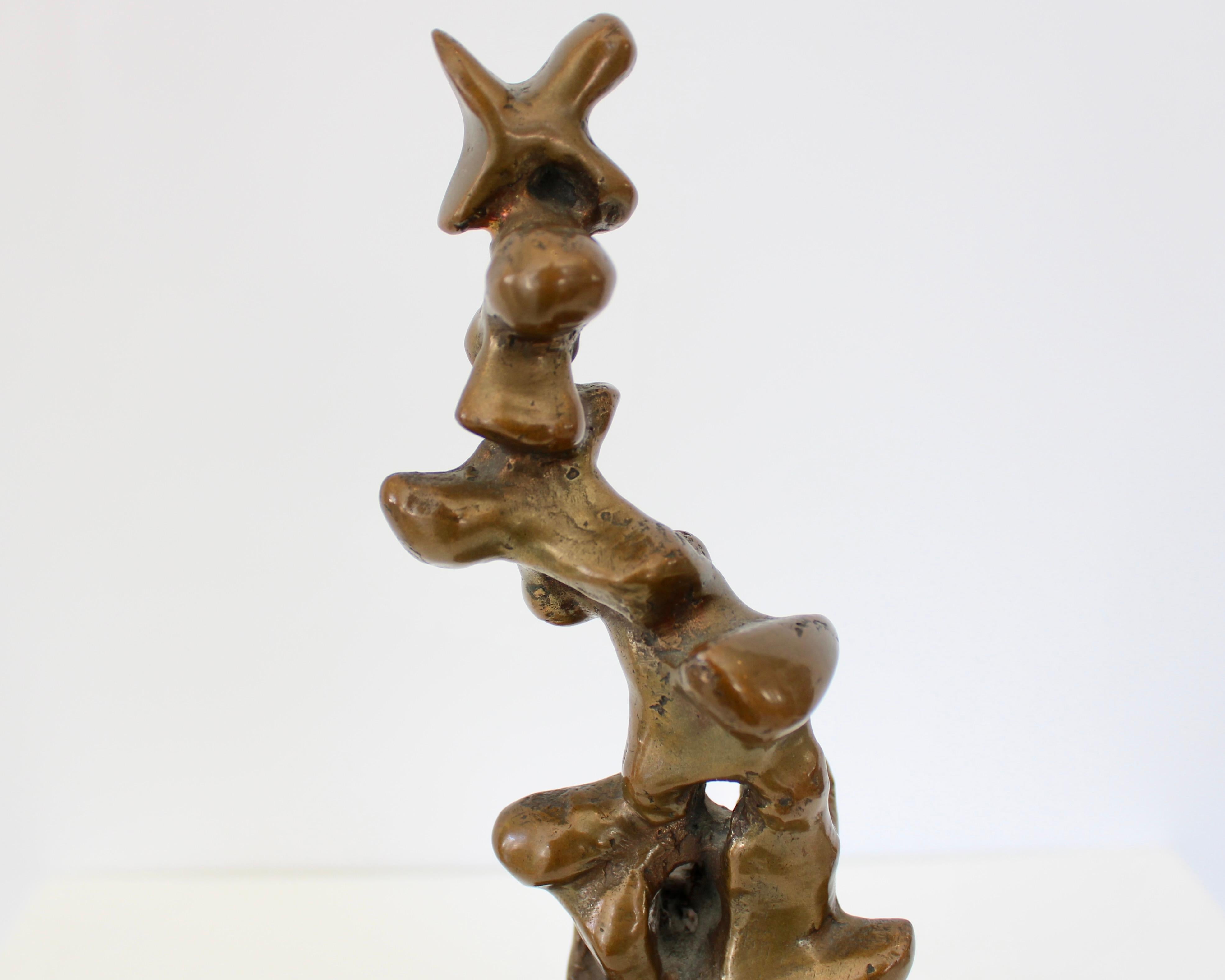 Bronze Italian Abstract Sculpture Black Marble Base Signed Trevi 7 of 7 1