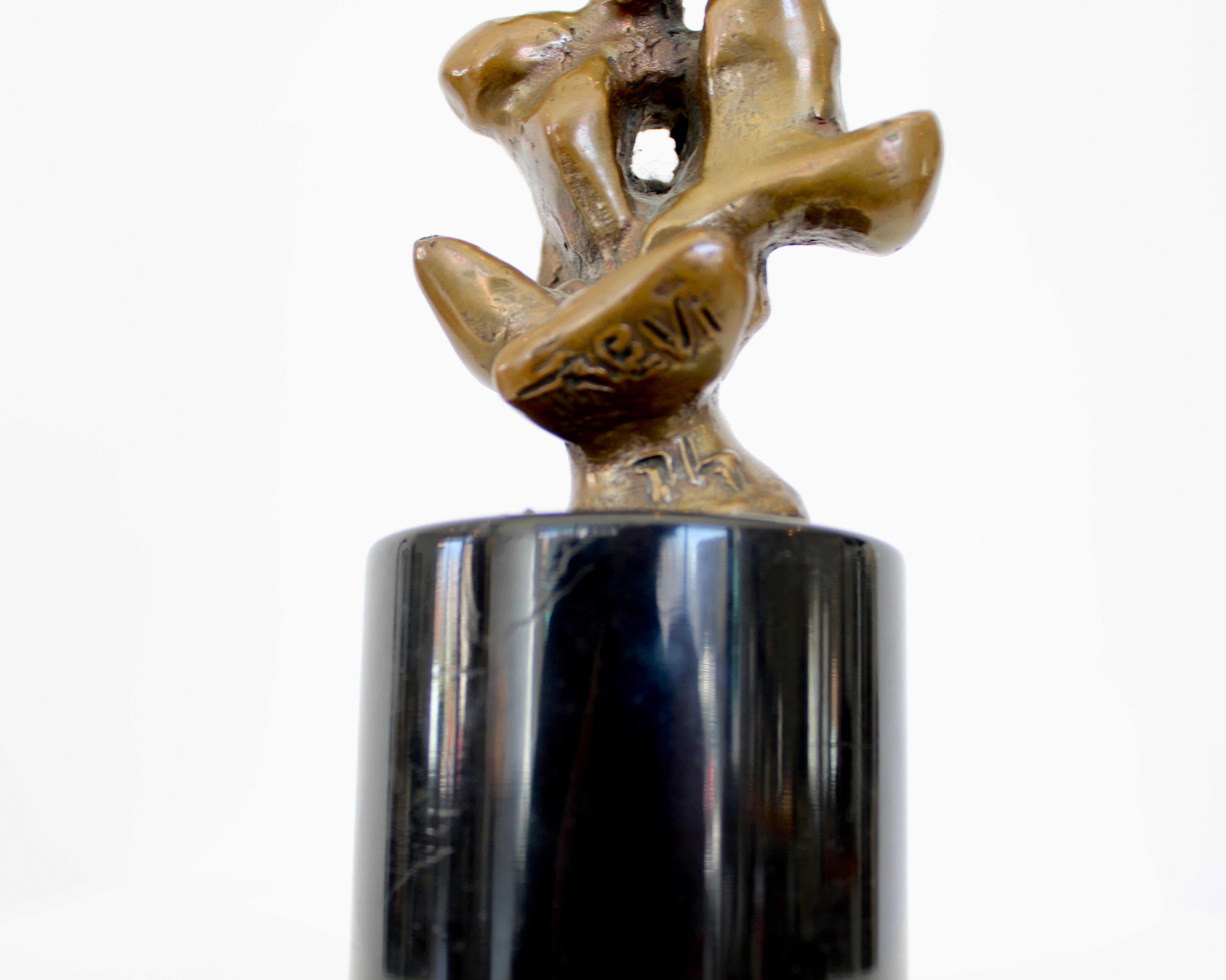 Bronze Italian Abstract Sculpture Black Marble Base Signed Trevi 7 of 7 2