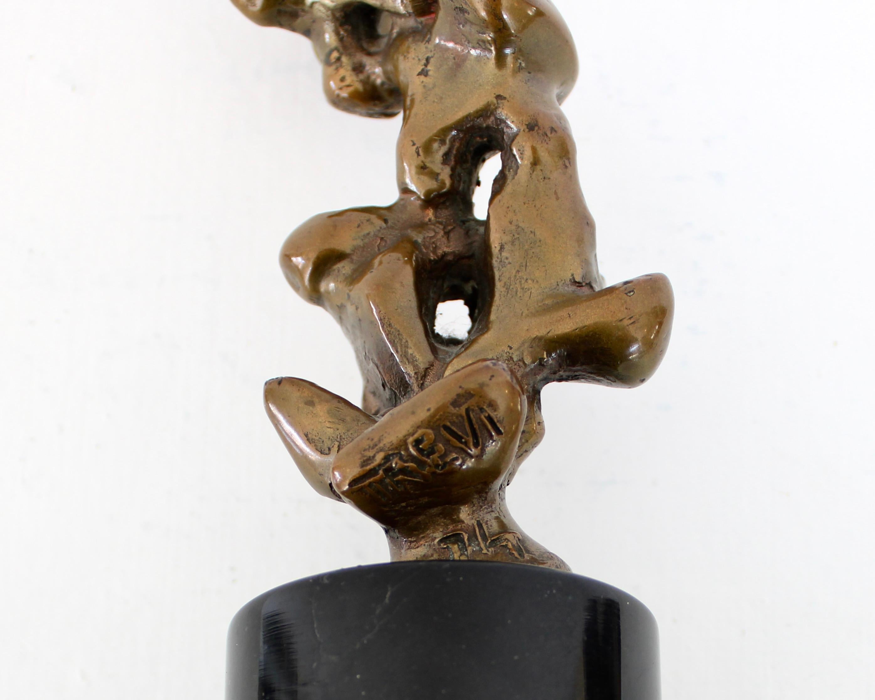 Bronze Italian Abstract Sculpture Black Marble Base Signed Trevi 7 of 7 3
