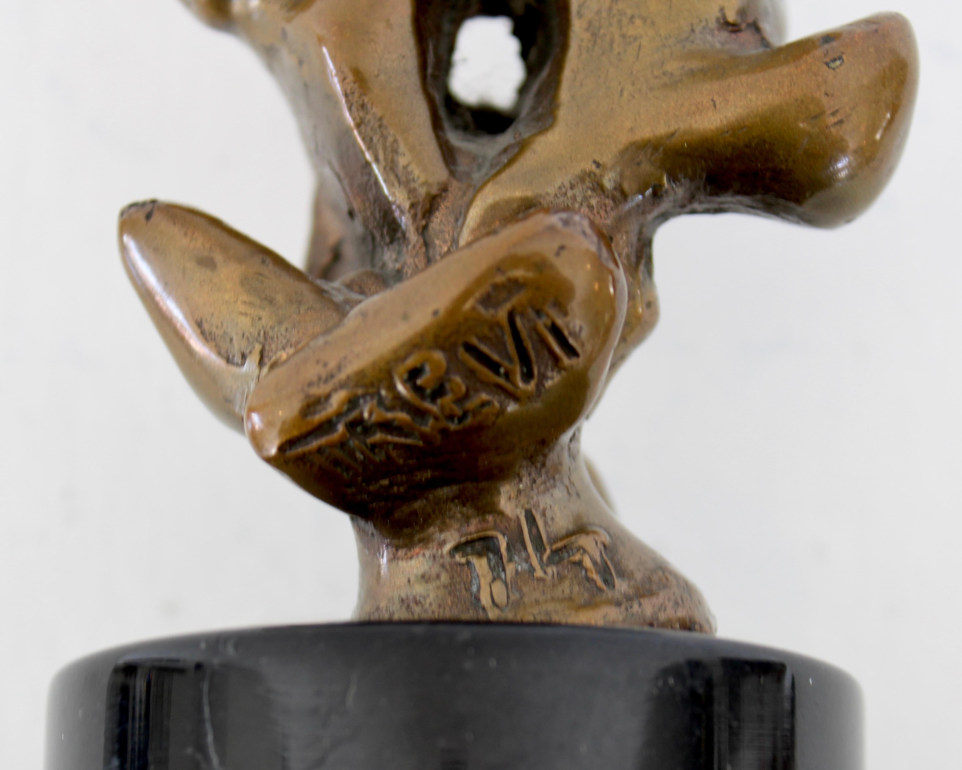 Bronze Italian Abstract Sculpture Black Marble Base Signed Trevi 7 of 7 5