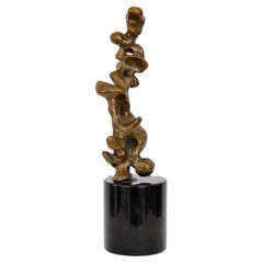 Bronze Italian Abstract Sculpture Black Marble Base Signed Trevi 7 of 7