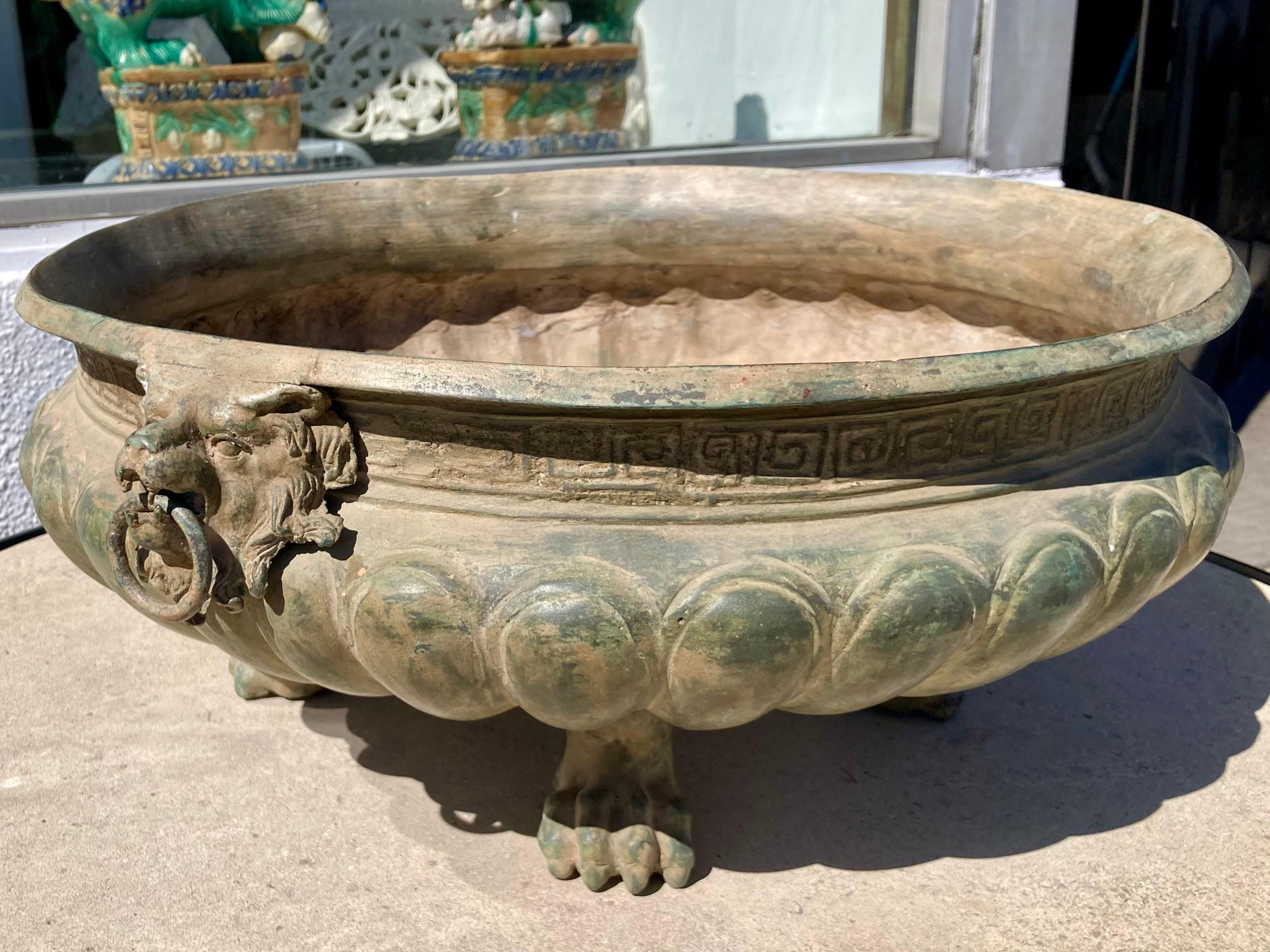 Other Bronze Italian Classical Lion Paw Footed Planter For Sale