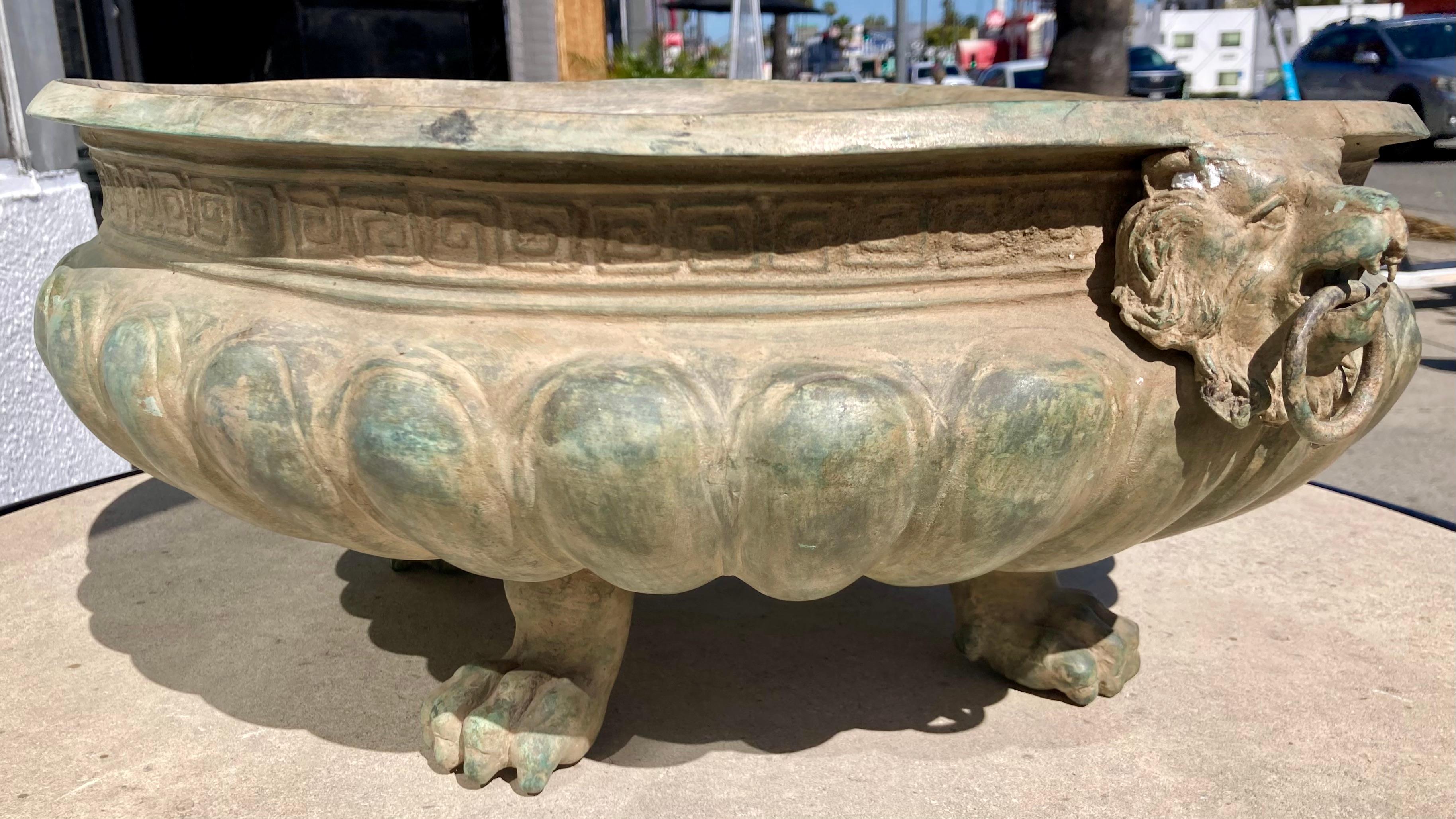 19th Century Bronze Italian Classical Lion Paw Footed Planter For Sale