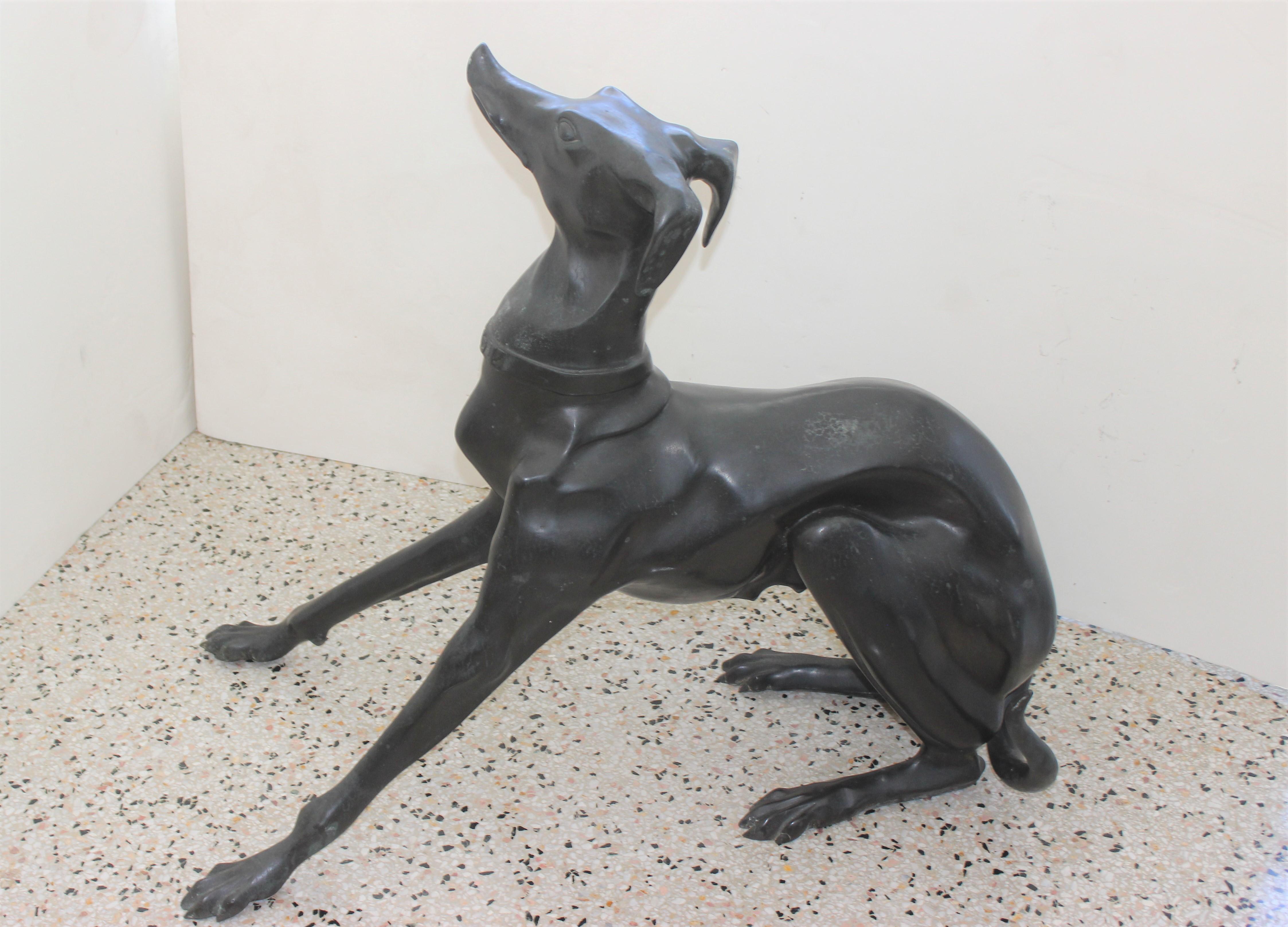 Italienische Windhund-Skulptur aus Bronze im Angebot 3