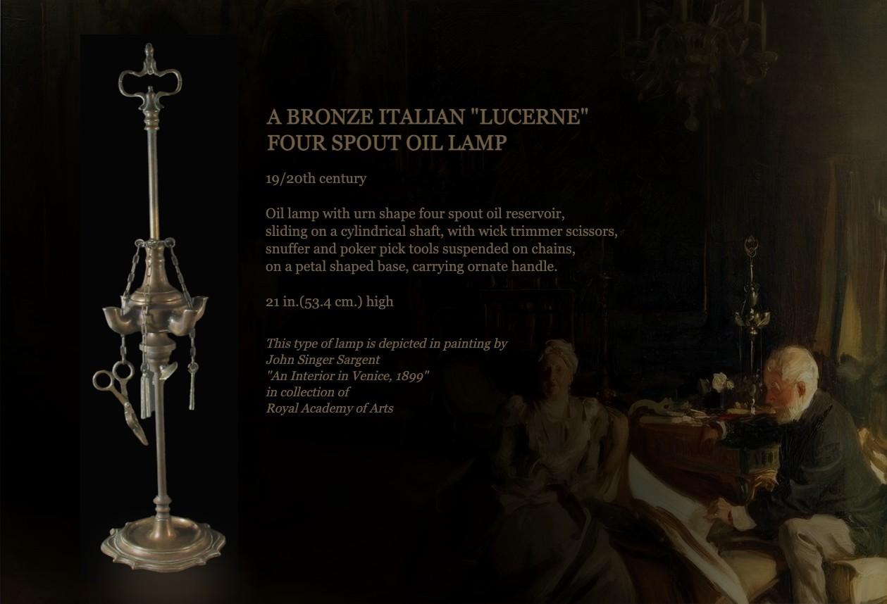 Italienische Bronze-Öllampe „Lucerne“ mit vier Löffeln, Öllampe, 19./20. Jahrhundert, Öllampe mit Urne, Bronze im Angebot 4