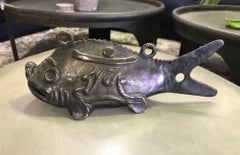 Bronze Japanese Koi Fish Bell, Gong Chime Sculpture, Late Edo Period