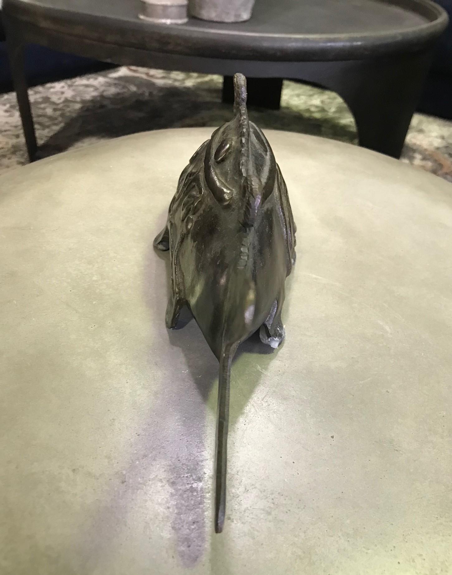 Bronze Japanese Koi Fish Bell, Gong Chime Sculpture, Late Edo Period In Good Condition In Studio City, CA