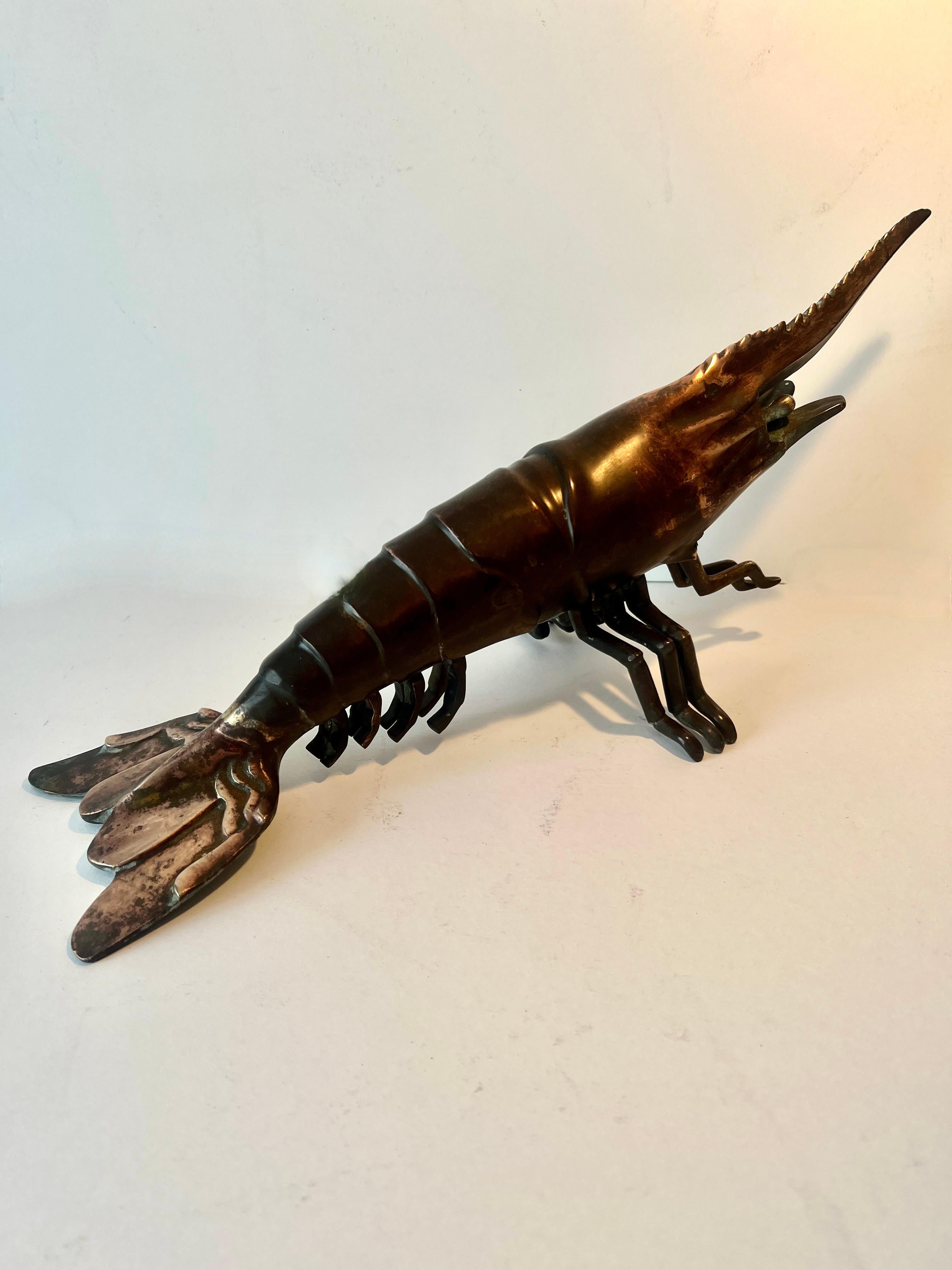 XIX secolo Scultura giapponese in bronzo di un gambero in vendita