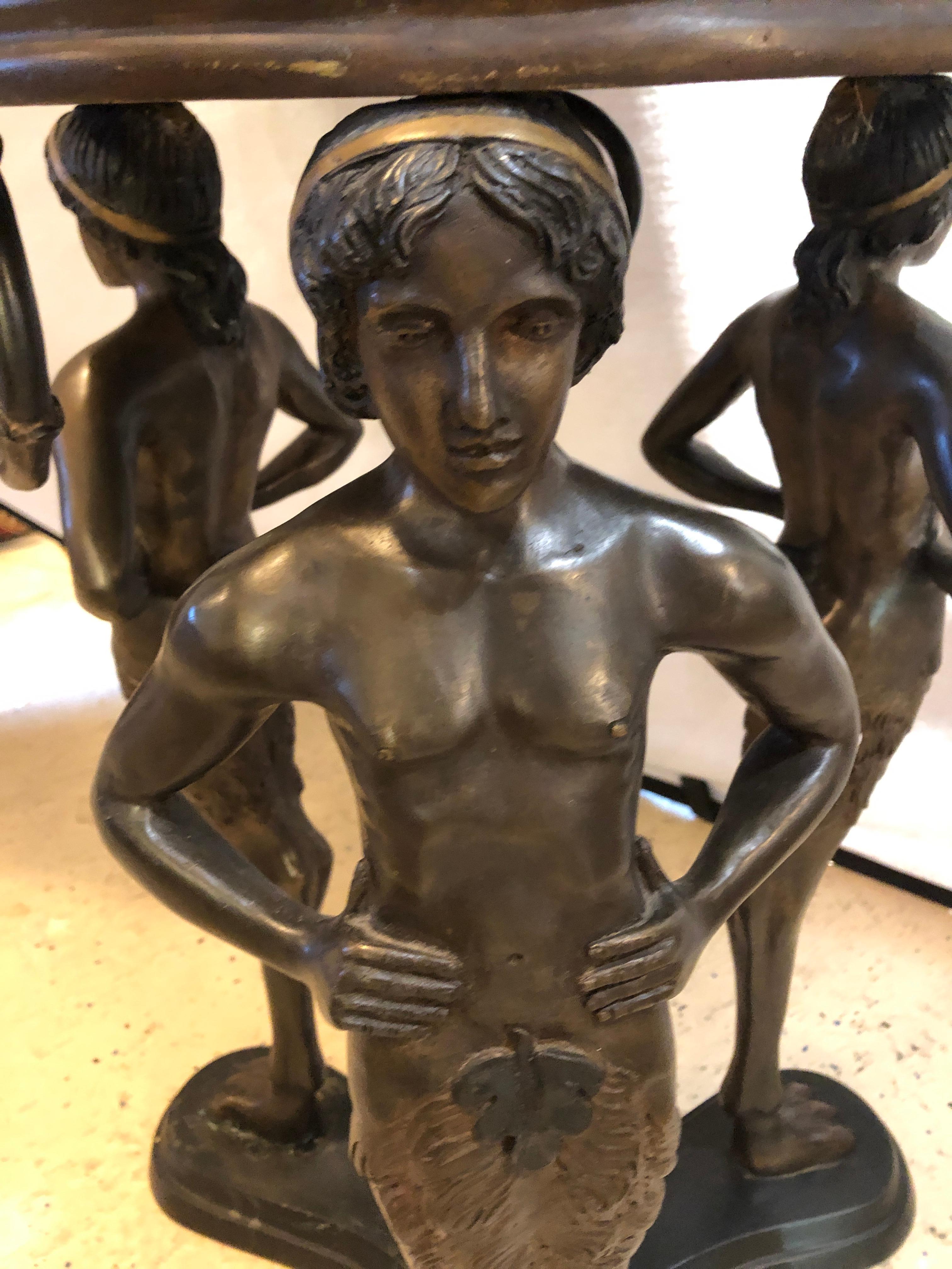 Neoclassical Bronze Jardinière, Standing Planter / Brazier Depicting a Group of Three Ladies