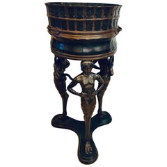 Bronze Jardinière, Standing Planter / Brazier Depicting a Group of Three Ladies