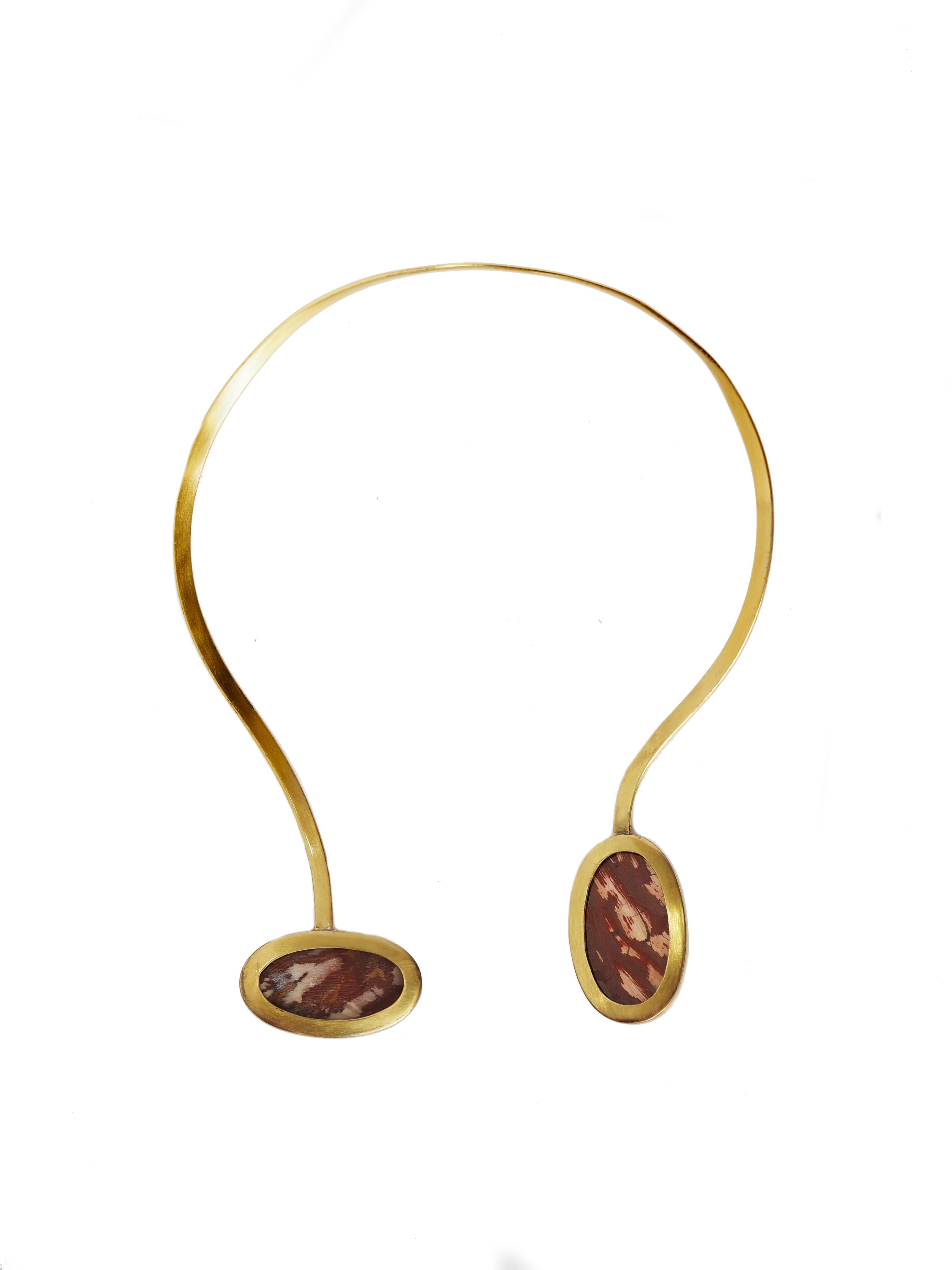 asymmetric necklace with 2 amazing jasper oval shape linked in bronze.
All Giulia Colussi jewelry is new and has never been previously owned or worn. Each item will arrive at your door beautifully gift wrapped in our boxes, put inside an elegant