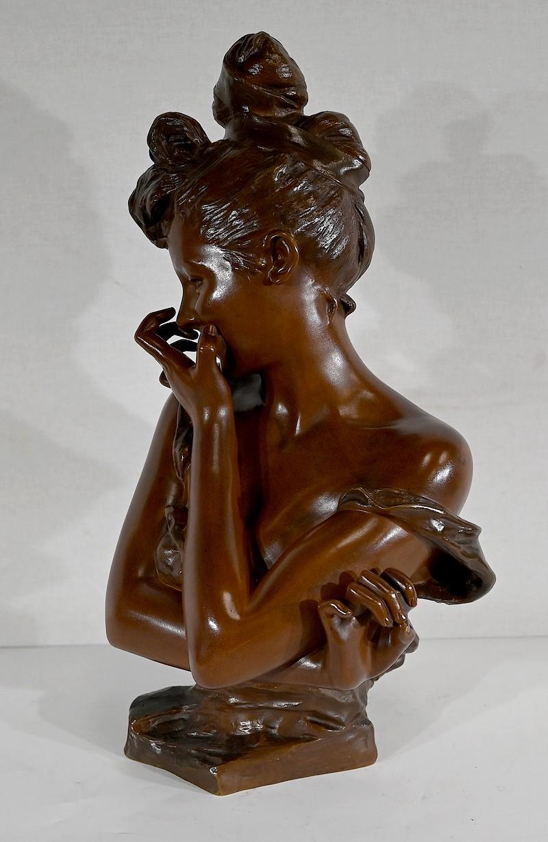 Sculpture en bronze Young Playful Woman de G. Van Der Straeten, Art Nouveau 19e en vente 9