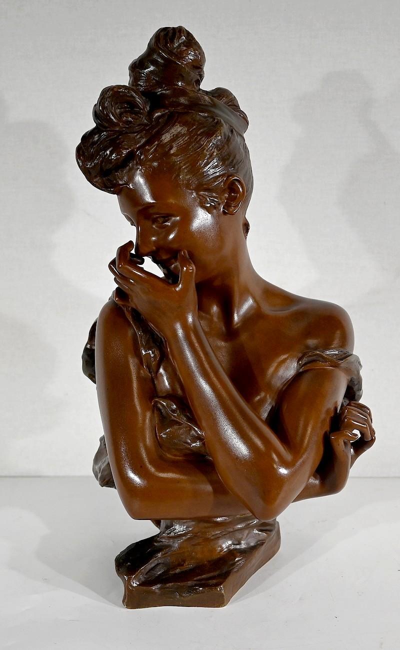 Sculpture en bronze Young Playful Woman de G. Van Der Straeten, Art Nouveau 19e en vente 11