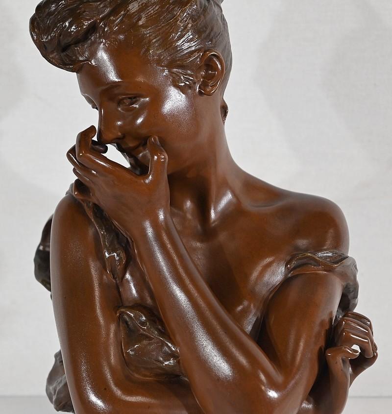 Sculpture en bronze Young Playful Woman de G. Van Der Straeten, Art Nouveau 19e en vente 13