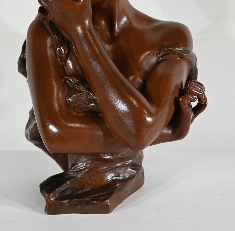 Sculpture en bronze Young Playful Woman de G. Van Der Straeten, Art Nouveau 19e en vente 14