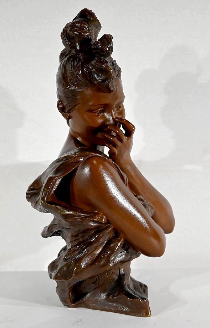 Sculpture en bronze Young Playful Woman de G. Van Der Straeten, Art Nouveau 19e Bon état - En vente à HÉRIC, FR