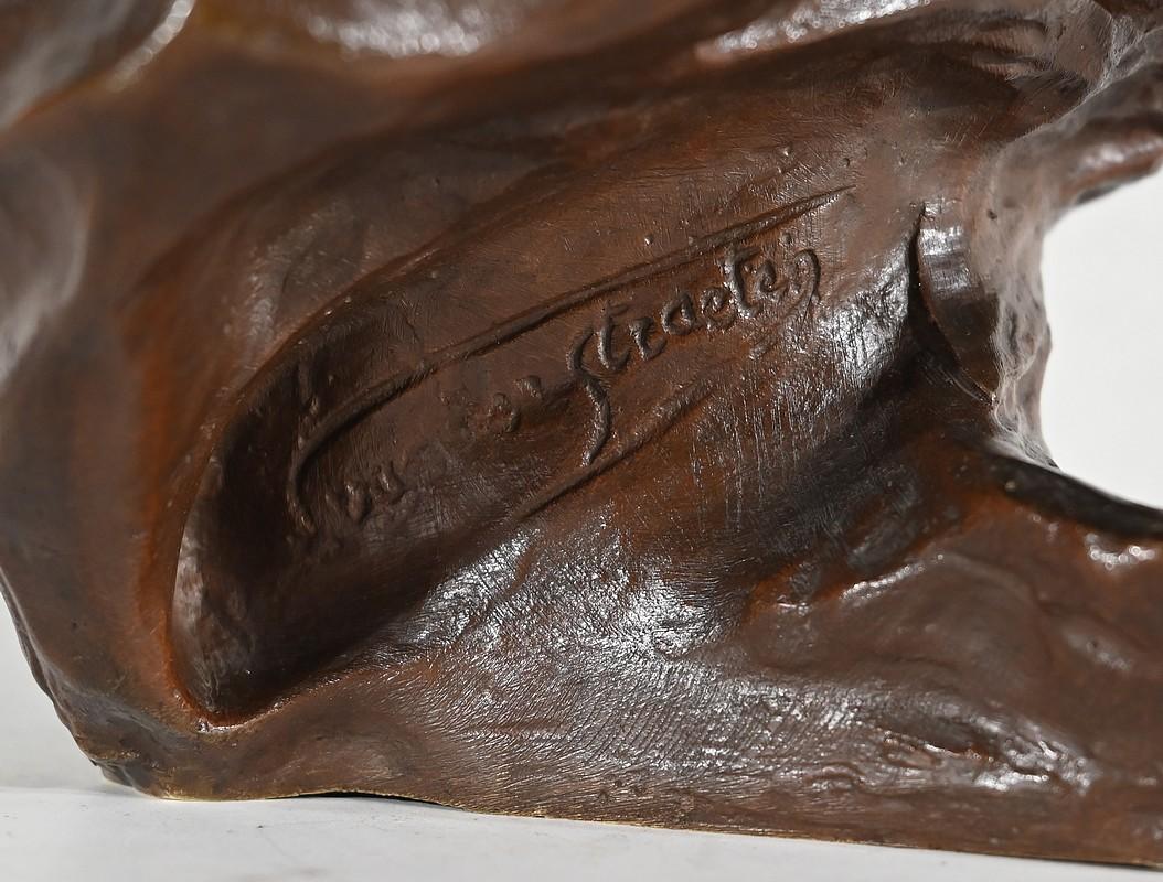 Sculpture en bronze Young Playful Woman de G. Van Der Straeten, Art Nouveau 19e en vente 1