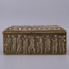 Bronze Jewelry Box Ancient Sarcophagus Reliefs Greek Roman Caesar Gladiator