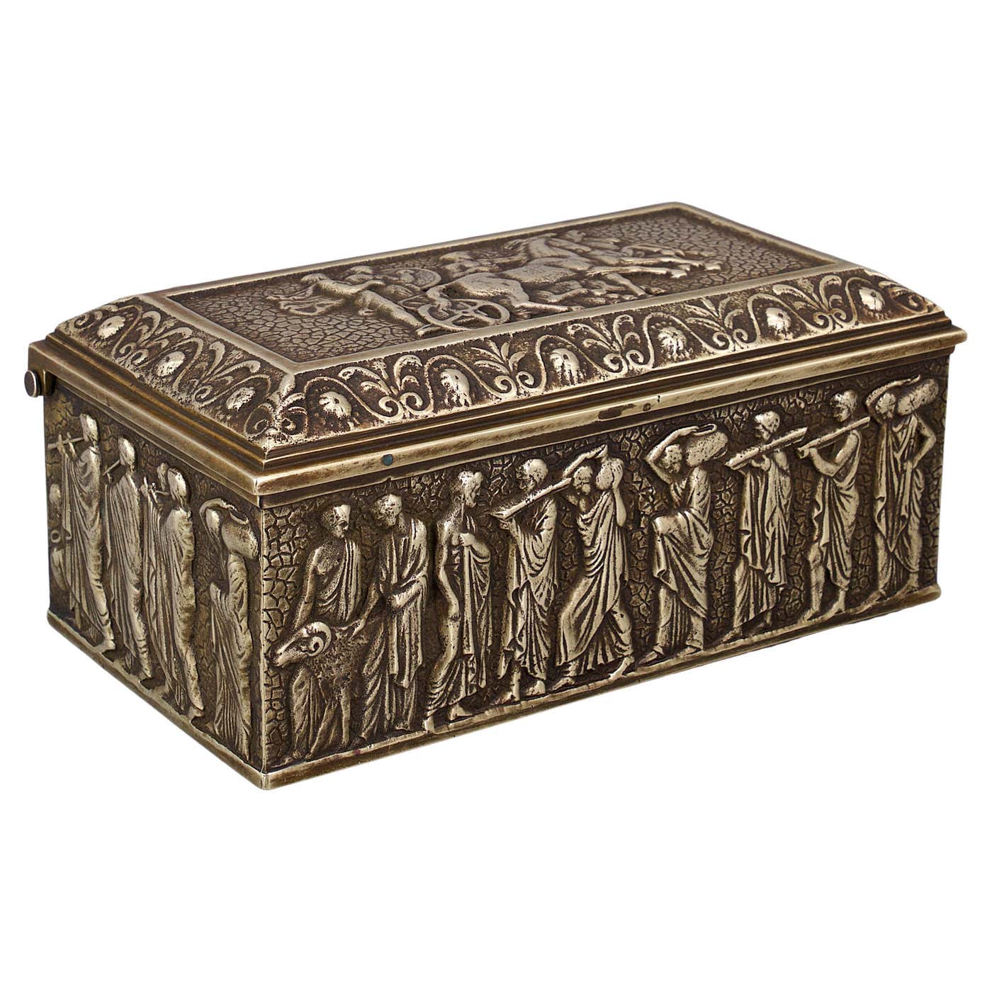 Greek Box With Rocks Bronze Jewelry Box Ancient Sarcophagus Reliefs Greek Roman Caesar ...