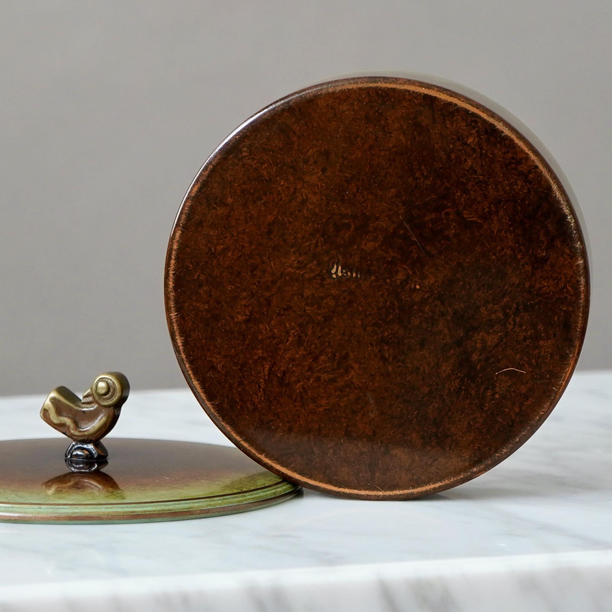 Bronze Jewelry Box by Hans Bergstrom for Ystad Metall / Brons, Sweden, 1930s 4