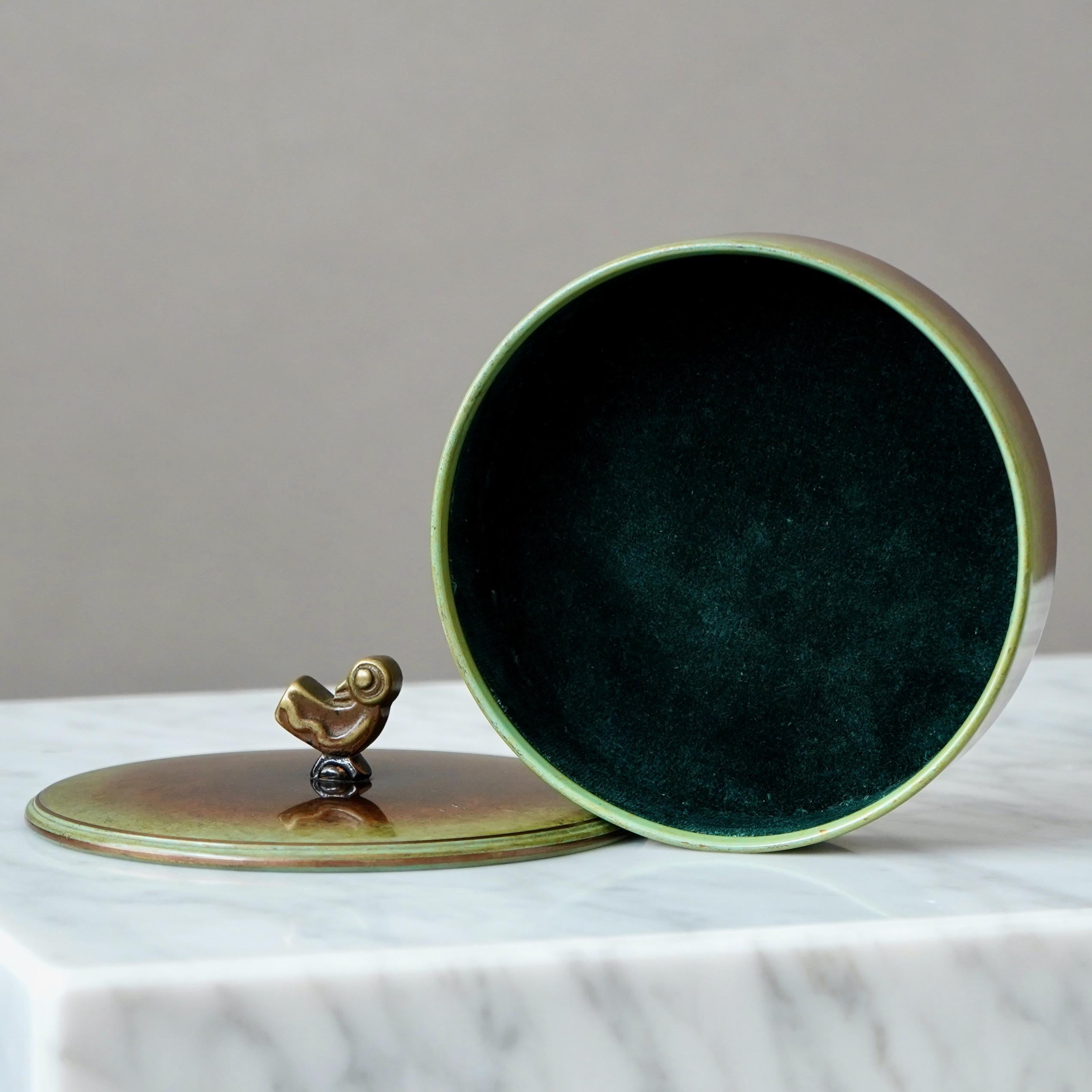 Bronze Jewelry Box by Hans Bergstrom for Ystad Metall / Brons, Sweden, 1930s 3