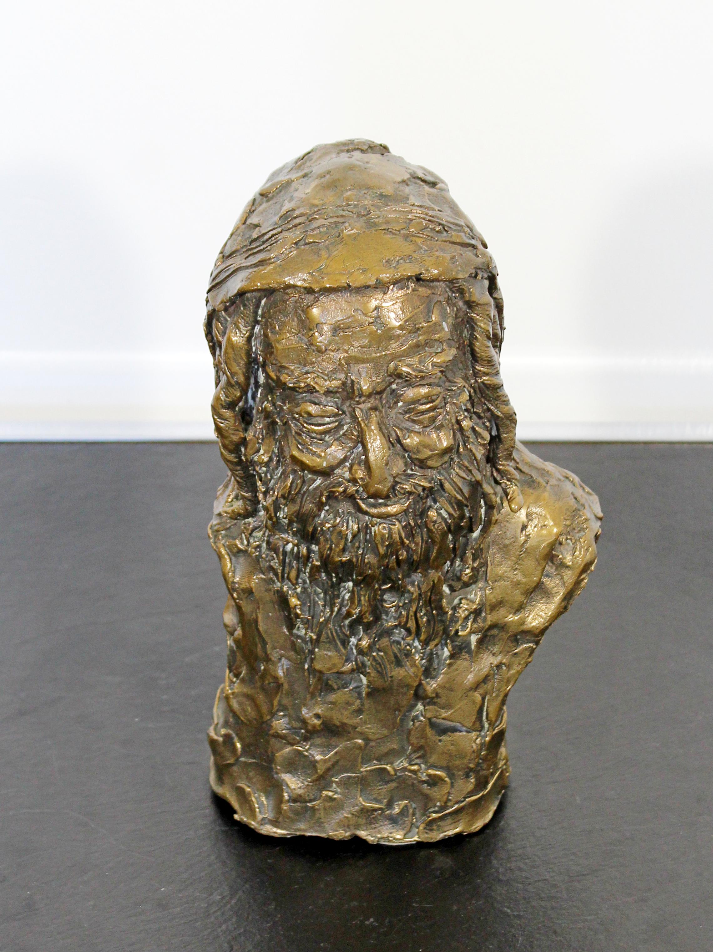 For your consideration is a stunning, heavy bronze table sculpture, depicting a Jewish scholar or Rabbi, signed M. In excellent condition. The dimensions are 7