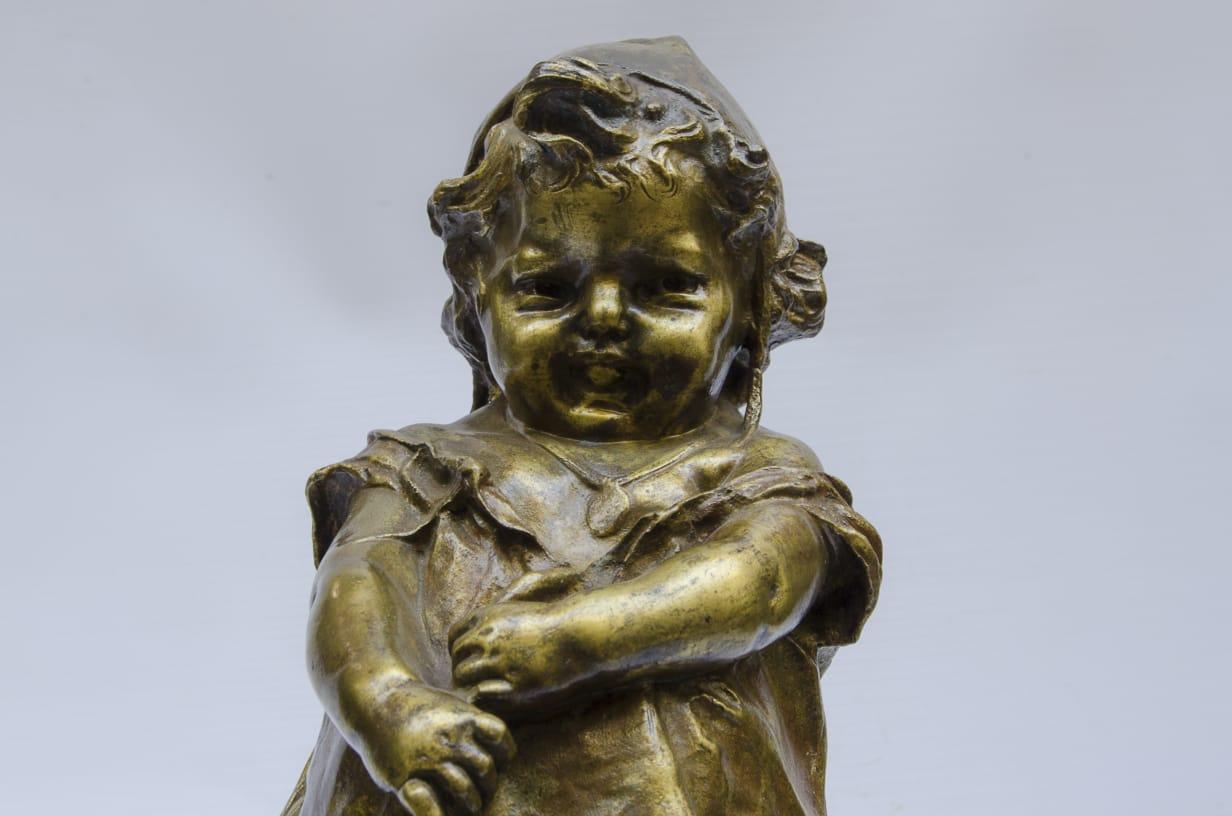 Art Deco Bronze Juan Clara Foundry Goldscheider marble base (green apple)
