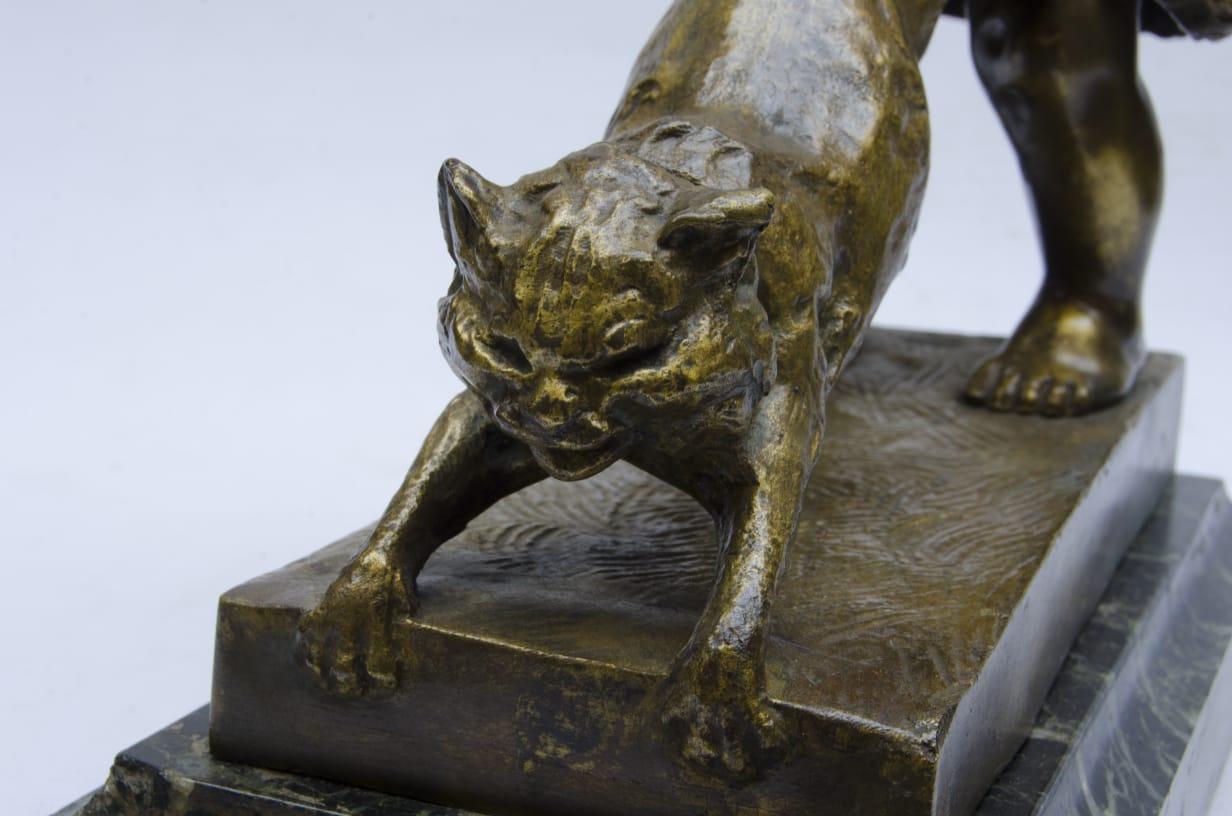 French Bronze Juan Clara Foundry Goldscheider marble base (green apple)