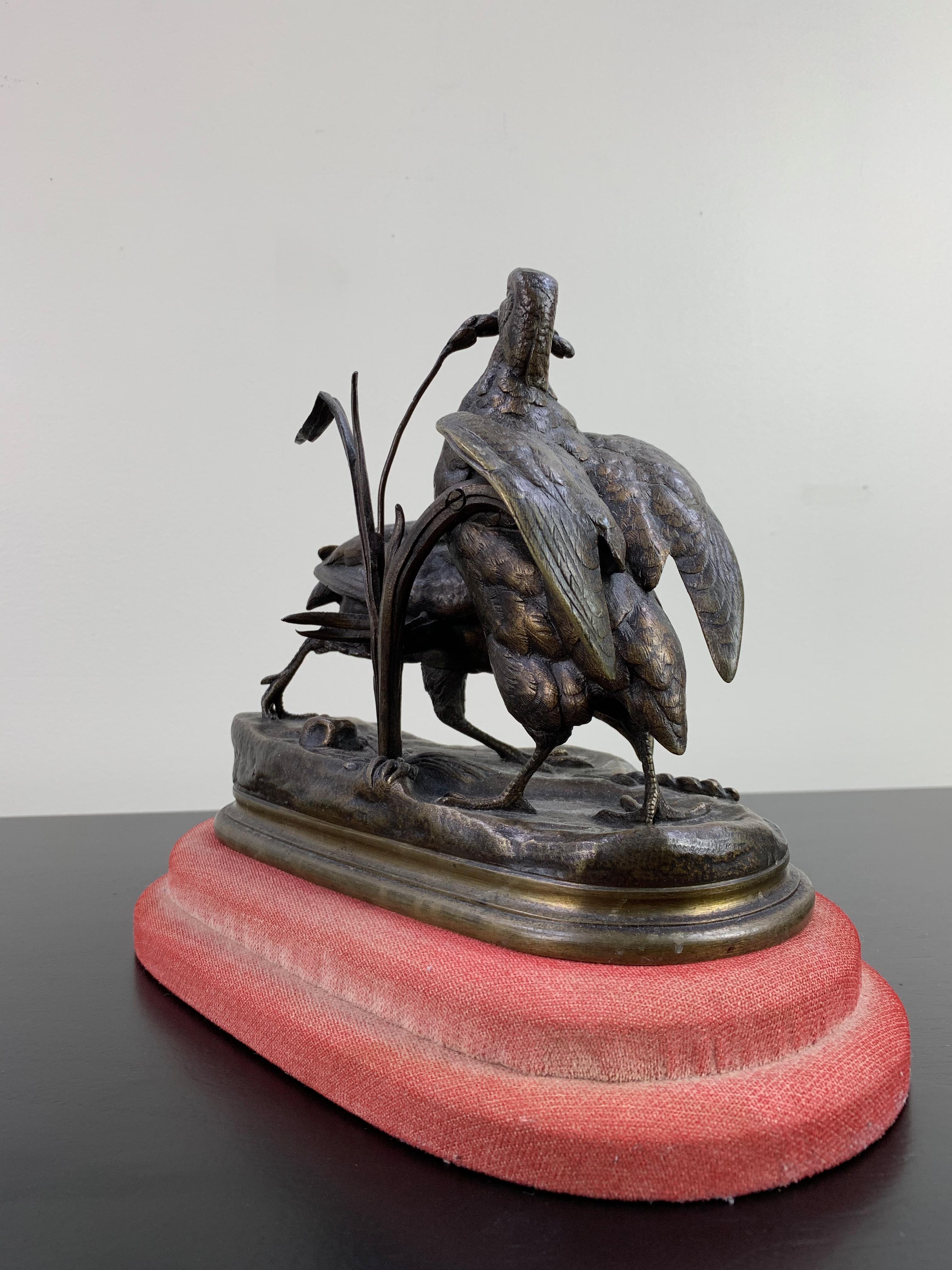 Napoleon III Bronze Jules Moigniez Figurative Animal Sculpture of Two Pheasants For Sale