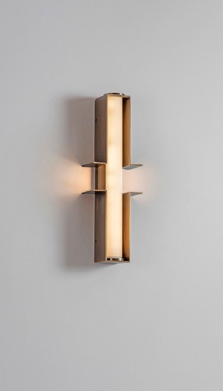 Modern Bronze Junction Wall Light by Square in Circle For Sale
