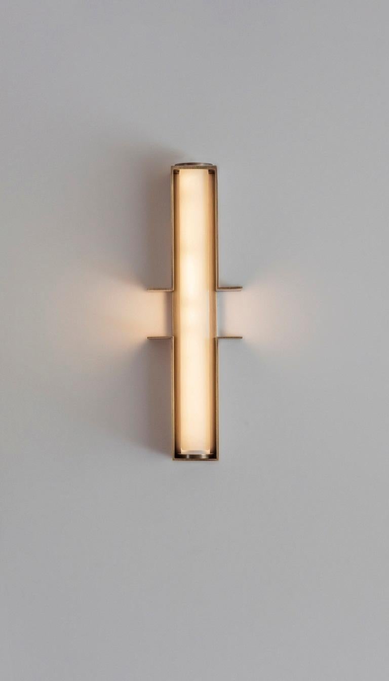 British Bronze Junction Wall Light by Square in Circle For Sale