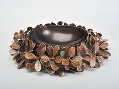 Handmade Limited Edition Bronze Leaf Bowl with Patina Finish