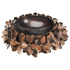 Handmade Limited Edition Bronze Leaf Bowl with Patina Finish