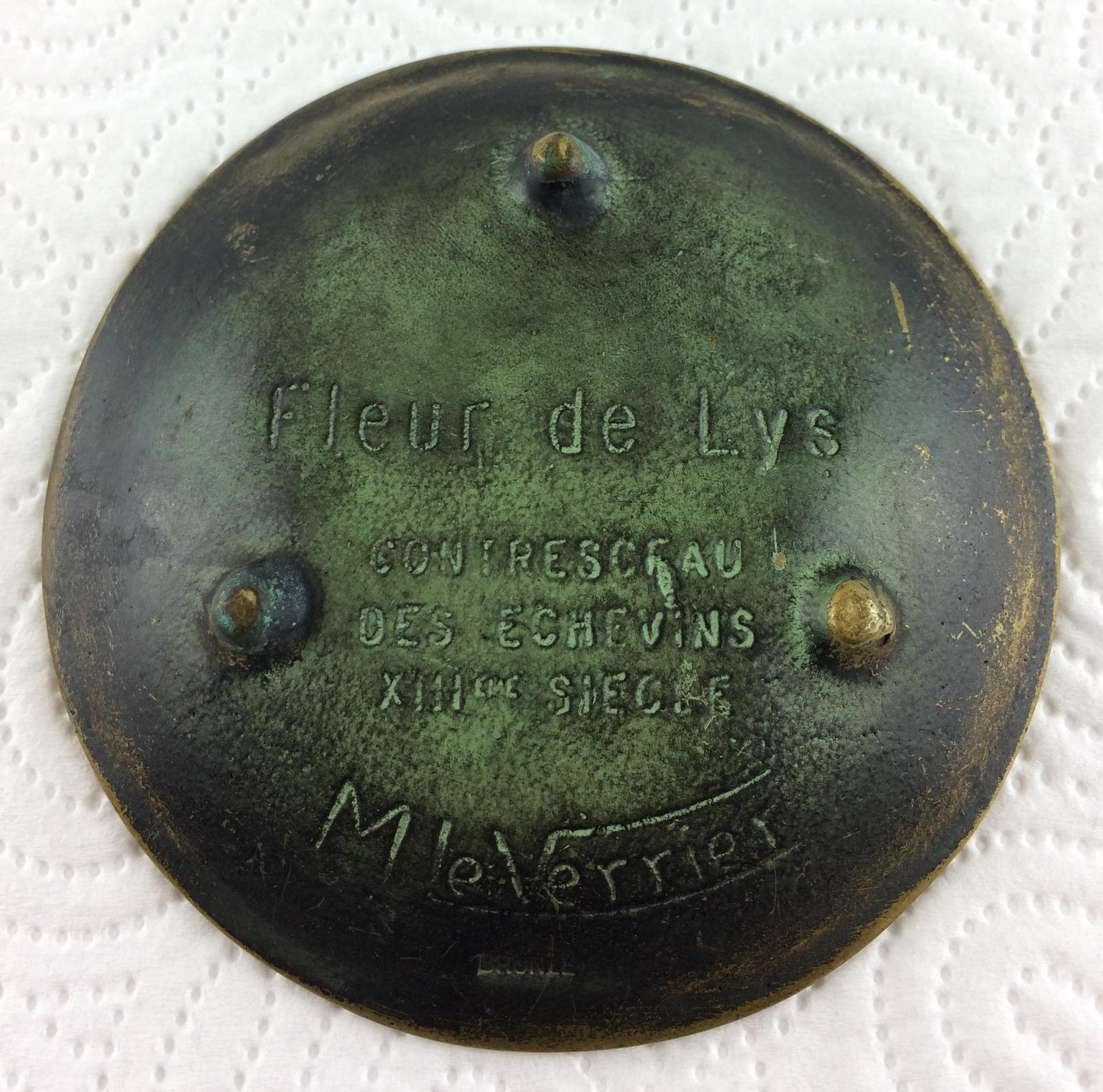 French Bronze Key Holder Vide Poche signed Max Le Verrier, Fleur-de-Lis
