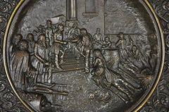 Bronze King Umberto Visiting Cholera Hospital Naples 1884 Dish Wall Plaque