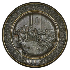 Bronze King Umberto Visiting Cholera Hospital Naples 1884 Dish Wall Plaque