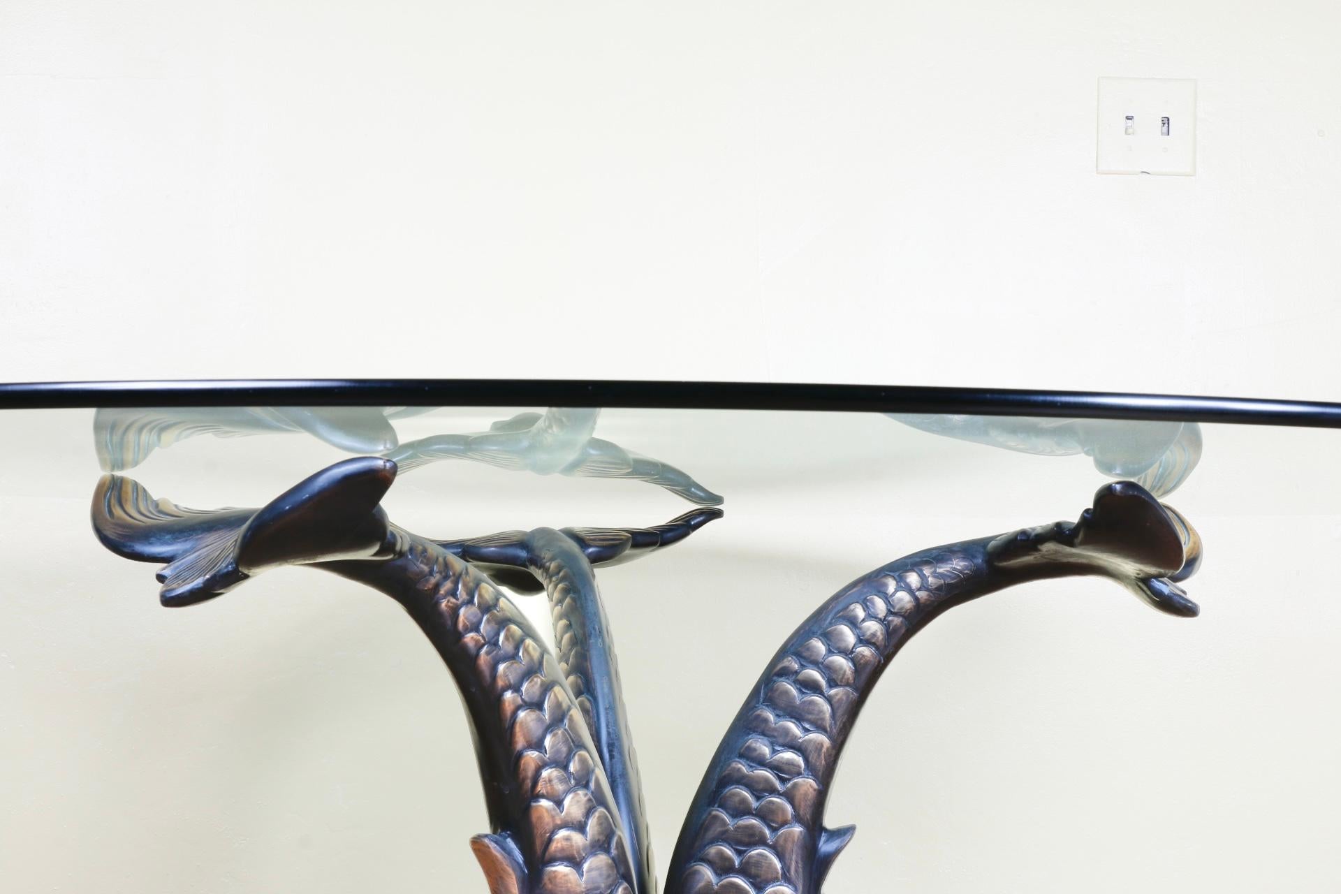 Américain Table centrale pour poissons koi en bronze en vente