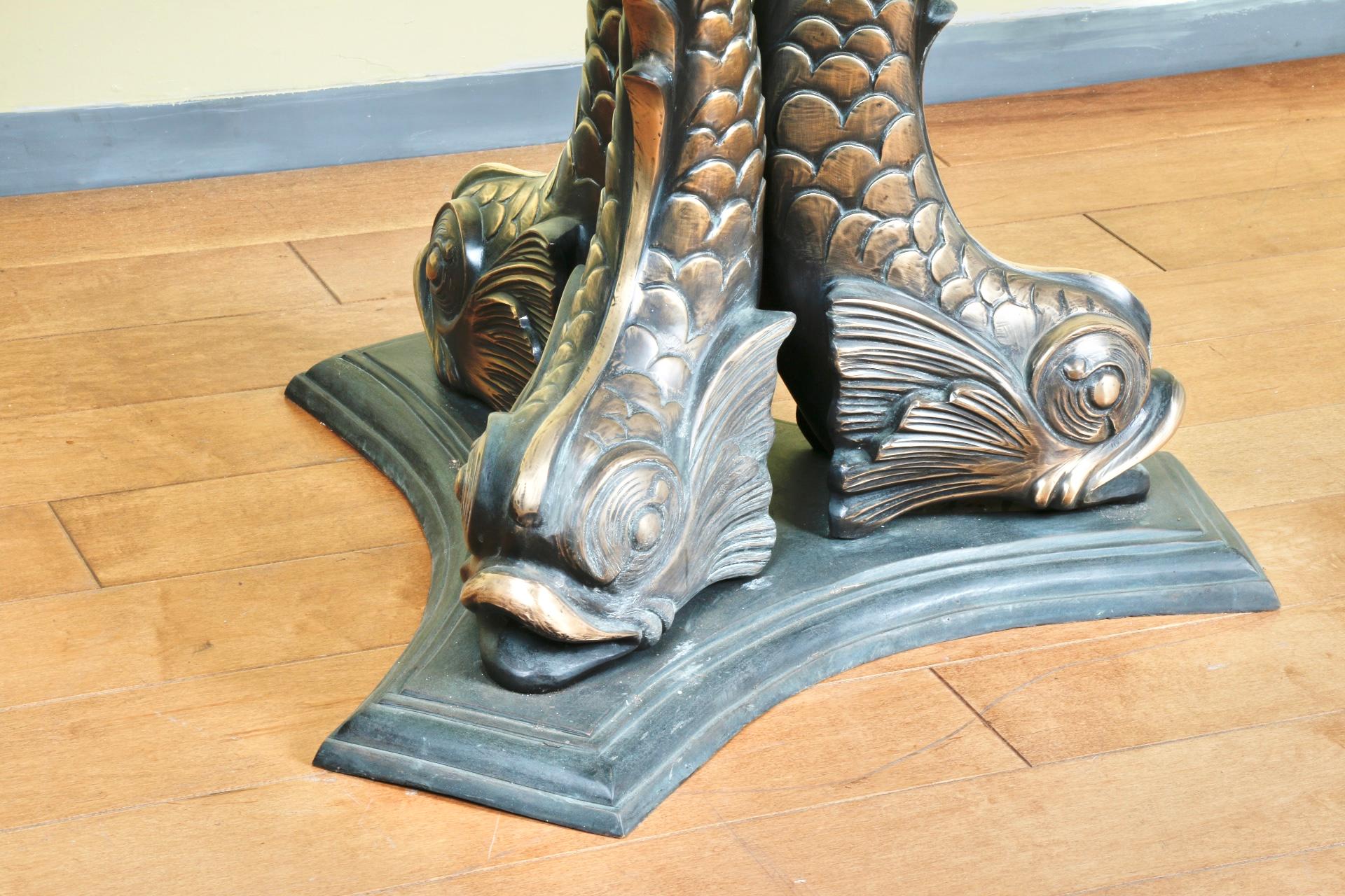 Bronze Koi Fish Center Table In Good Condition For Sale In North Hollywood, CA