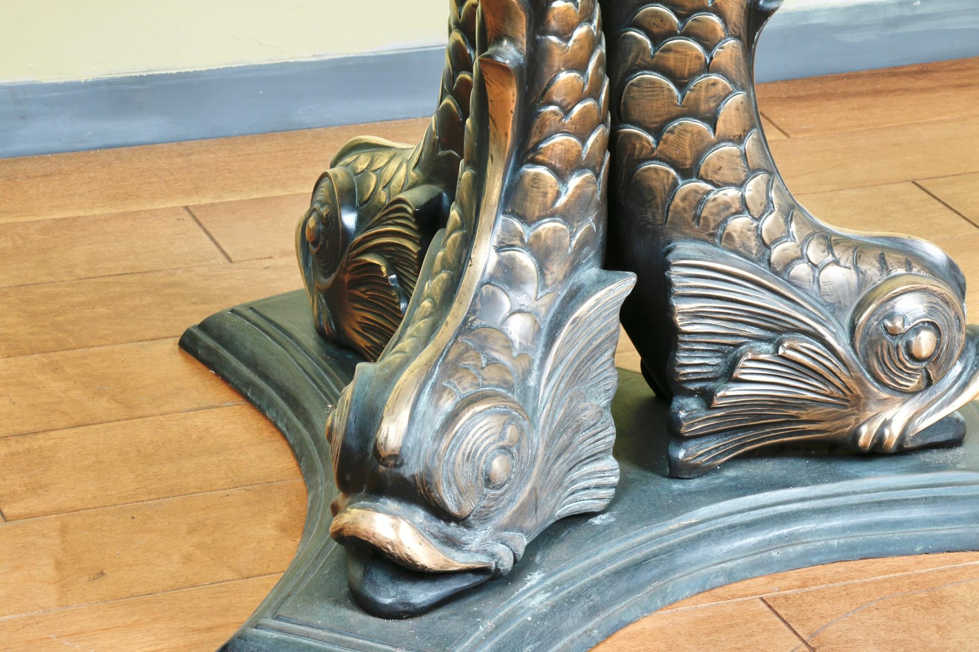 Late 20th Century Bronze Koi Fish Center Table For Sale