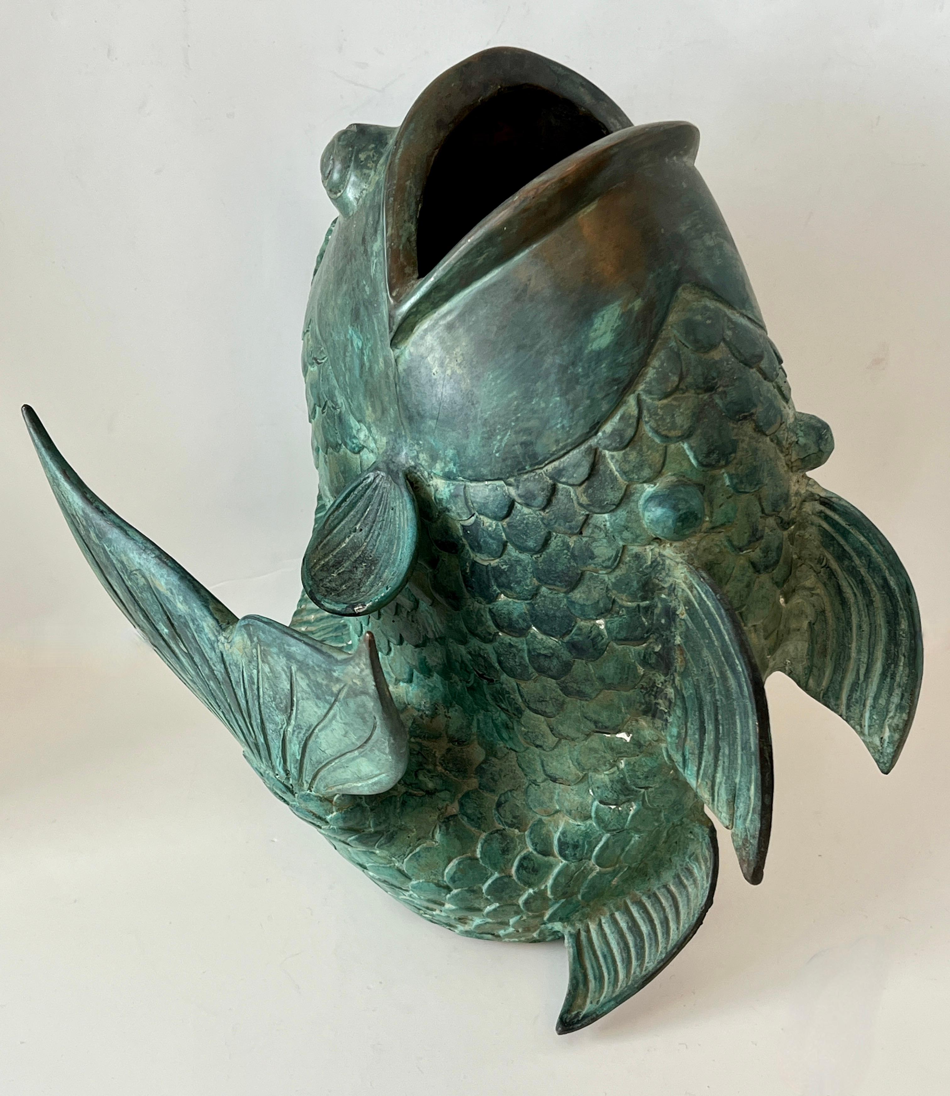 Bronze Koi Fish Sculpture Vase or Fountain For Sale 1
