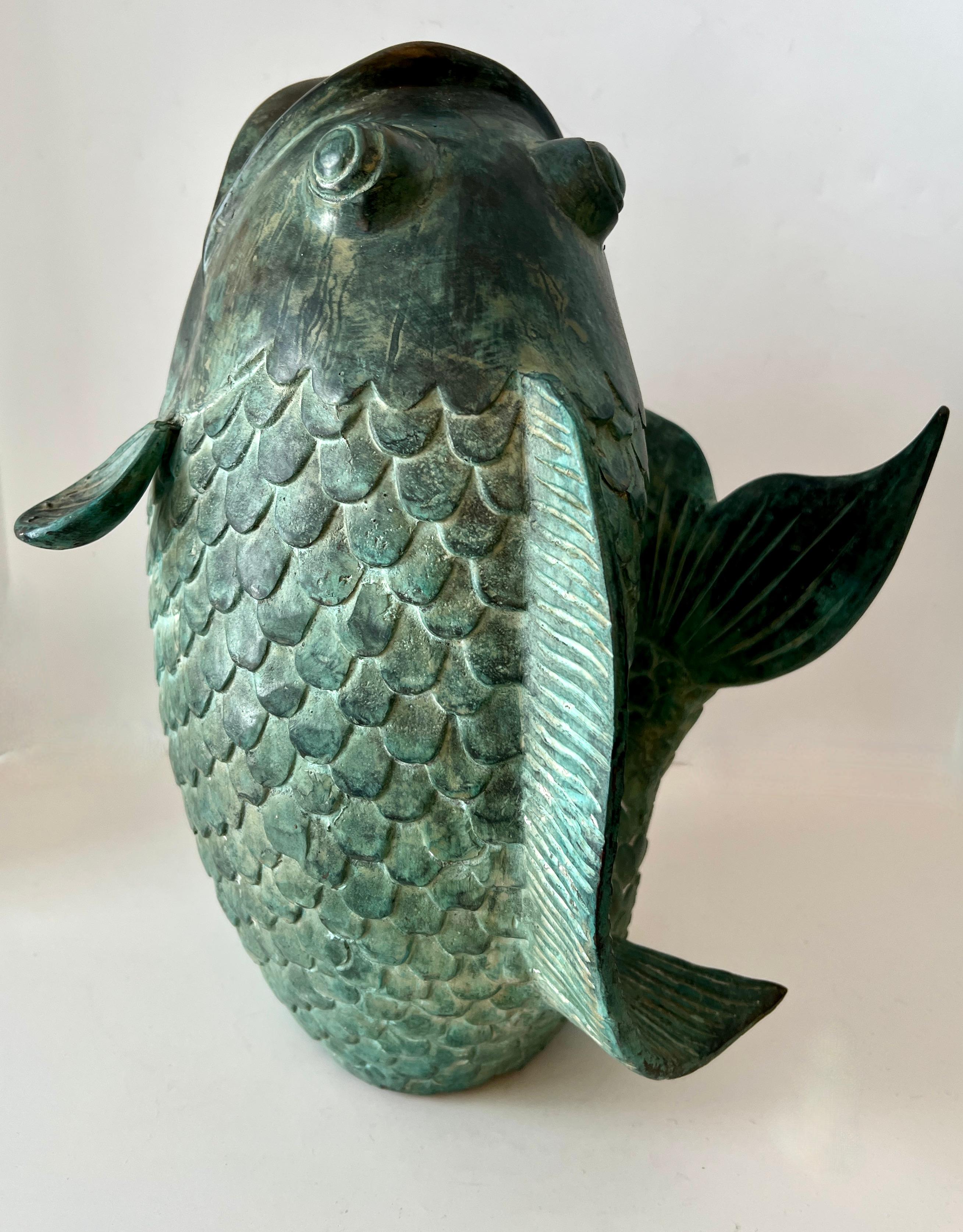 'bronze fish vase fountain large'