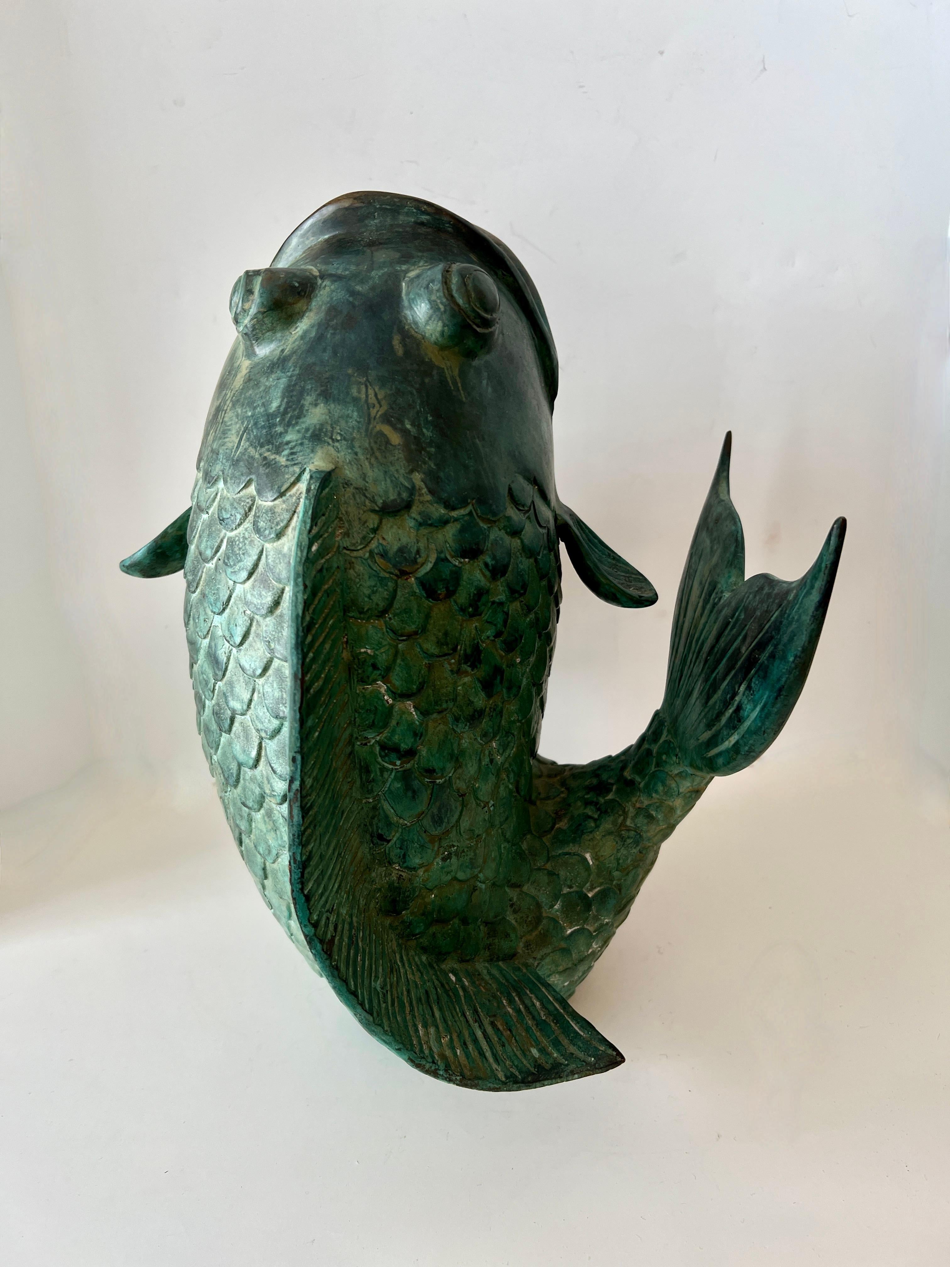 'large hollow cast bronze fish vase fountain'