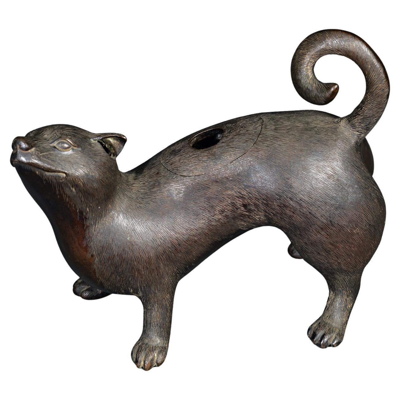 Bronze Koro 'incense burner' of a Weasel For Sale