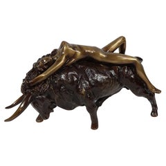 Bronze sculpture “The Goddess Europa meeting the Bull”, signed Majera – 20th